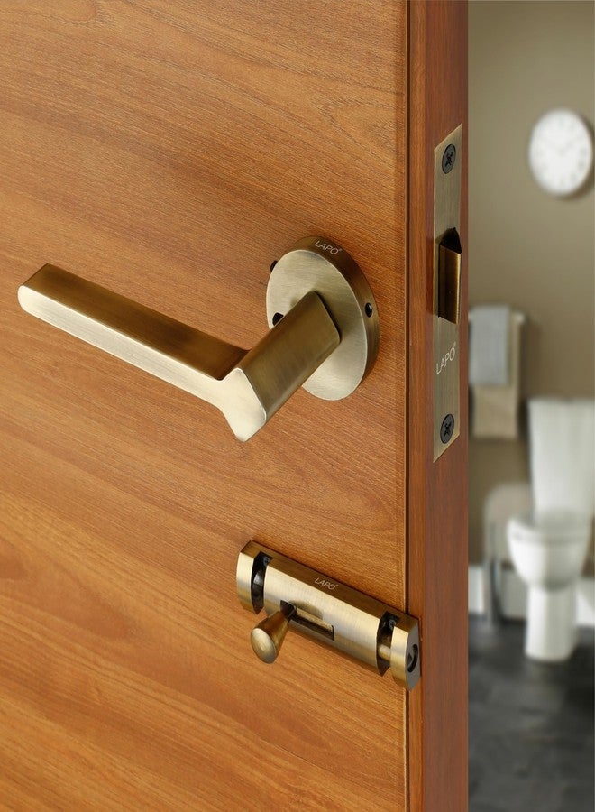 LAPO Heavy Duty Door Lock for Bathroom Door Lock, Balcony - Store Room Mortise Keyless Handlesets with Baby Latch for Home,Office,Hotel | Antique Finish | 3 Years Warranty Ro-181 - Image 1